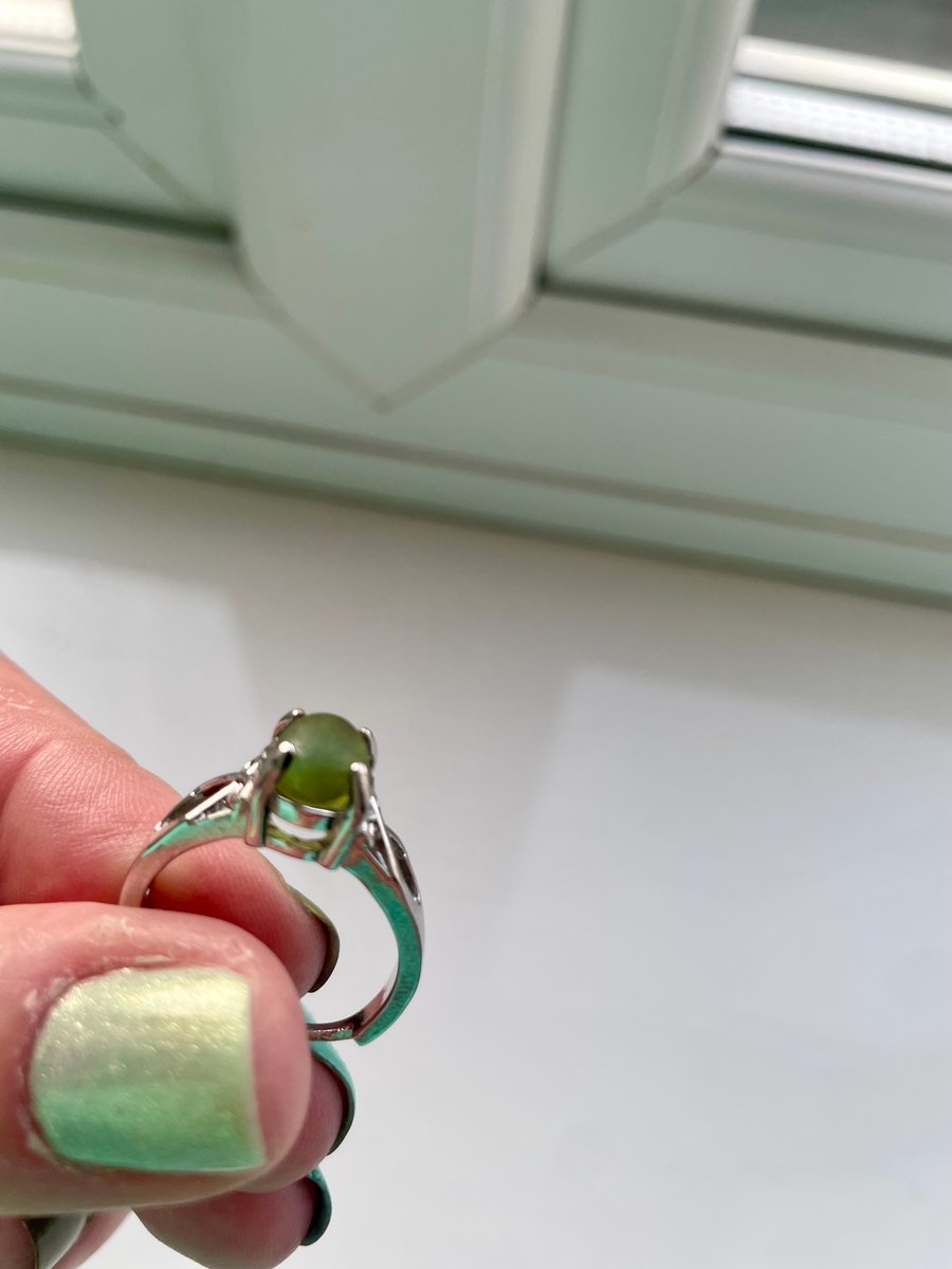 Adjustable Green Sea Glass Ring