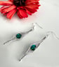 Herringbone Wire Wrapped Earrings in Aluminium Wire with Emerald Green Beads. - Image 2