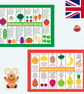 UK Seasonal Fruit and Vegetables Charts - Kawaii Fridge Magnets or Postcards