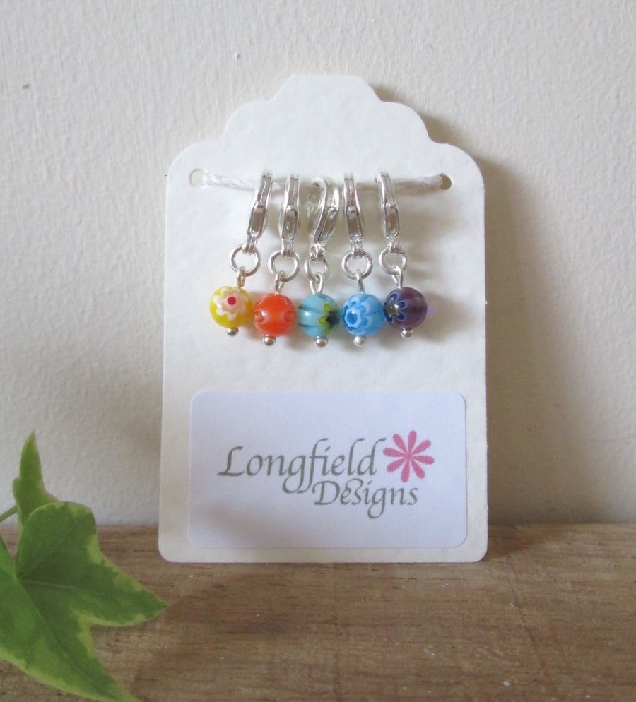 Millefiori Stitch-Markers, for knitting & crochet work