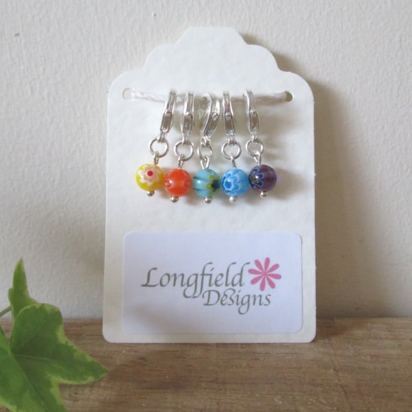 Millefiori Stitch-Markers, for knitting & crochet work