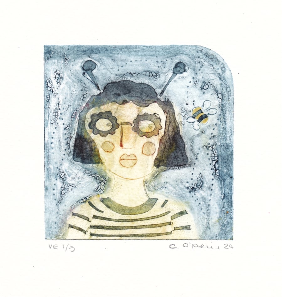 Buzzy Bee - Collagraph Print - Original Print
