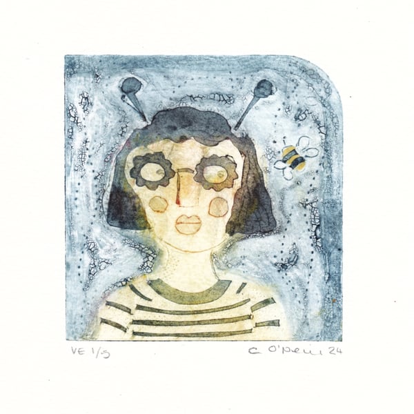 Buzzy Bee - Collagraph Print - Original Print