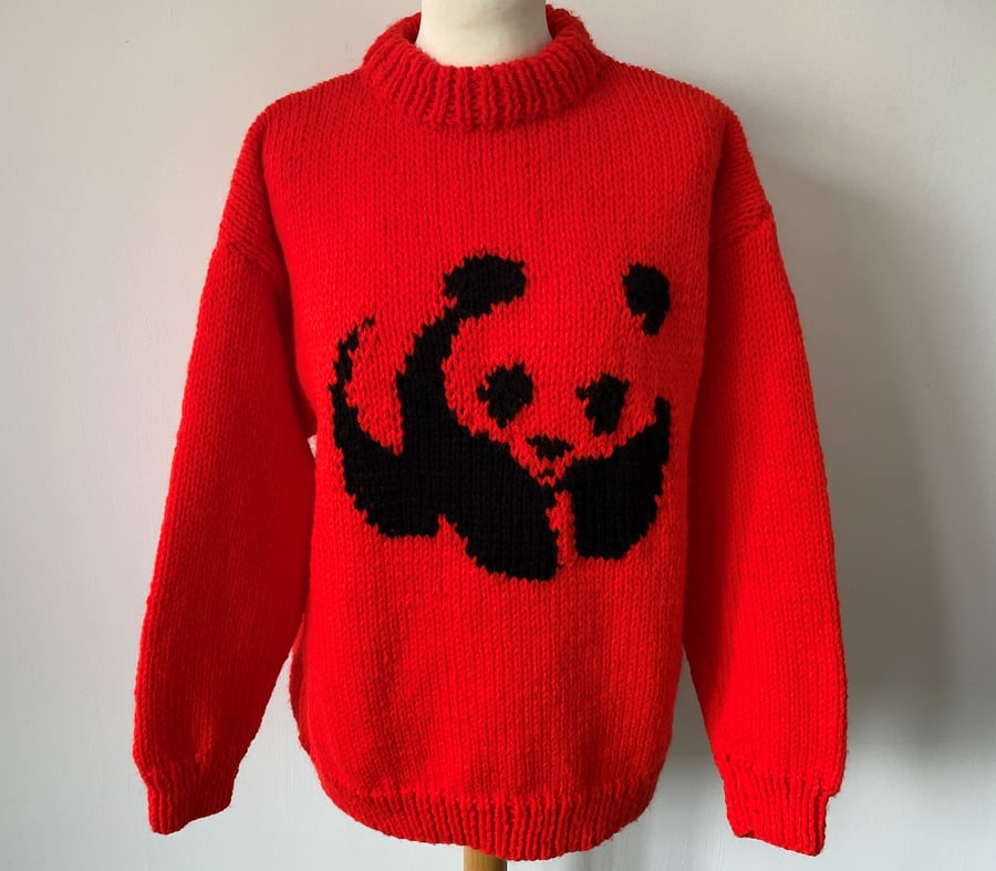 Pandaman Hand Knitted Panda Jumper