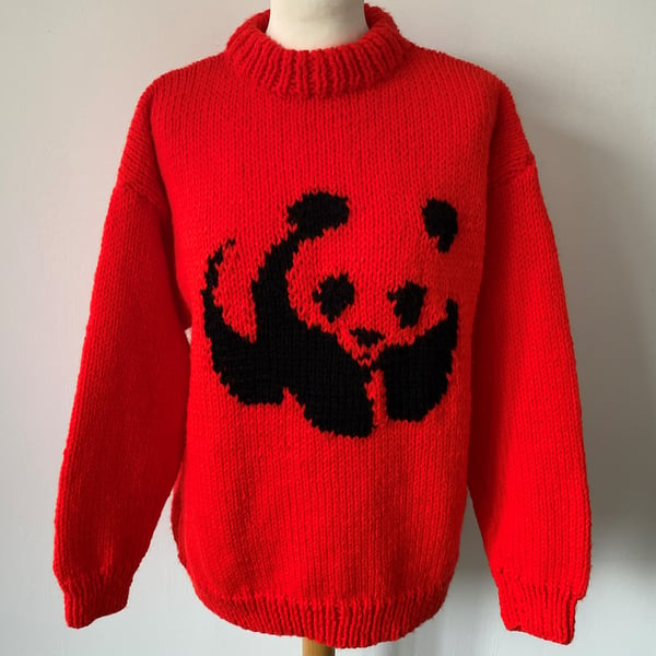 Pandaman Hand Knitted Panda Jumper