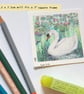 Miniature - Swan on a lily pond, original art, bird miniature - Image 9