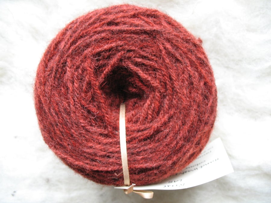Hand-dyed Pure Jacob Light Aran (Worsted) Wool Rust 100g