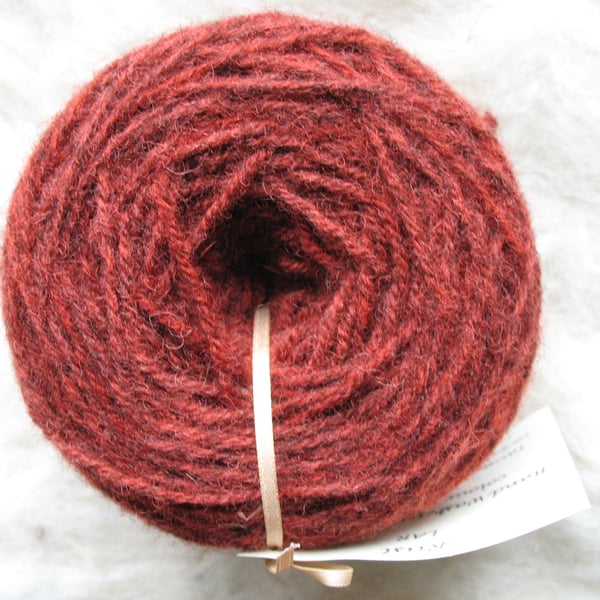 Hand-dyed Pure Jacob Light Aran (Worsted) Wool Rust 100g