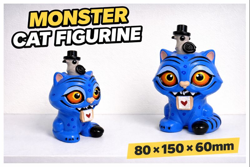 Monster Cat Figurine - 80 - 150 - 60mm