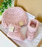 Hello World Crochet Baby Hat and Booties Set - Keepsake Gift - Image 4