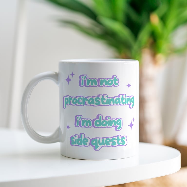 Procrastinating Mug - Bubble: Funny Mug - Side Quests - Gamer Humour Gift