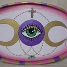 Goddess Alter Tray Hand Painted on Wood - Upcycled Home Decor Art 