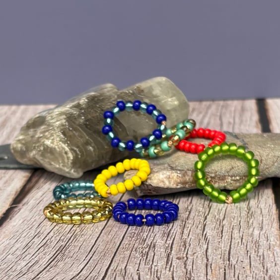 Colourful Glass Bead Stacking Rings - made to order