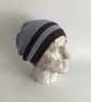SLOUCH BEANIE hat 'Traveller'. Alpaca and wool blend. Ice blue, brown. - Image 2