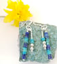 Colourful Boho Drop Earrings Sterling Silver Lapiz Lazuli & Turquoise  - Image 2
