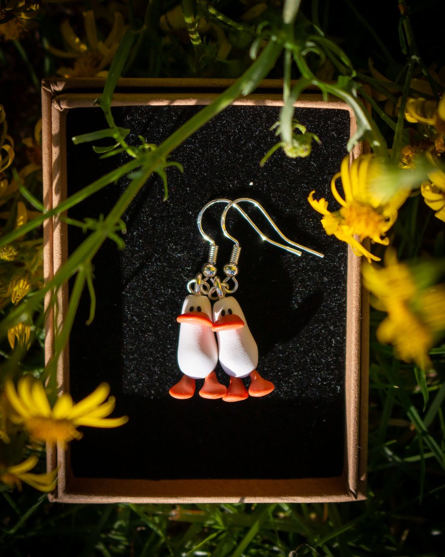 Polymer Clay Runner Duck Earrings