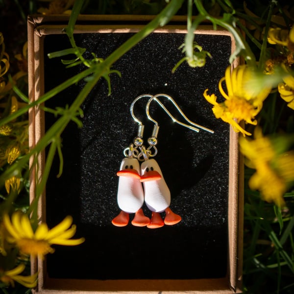 Polymer Clay Runner Duck Earrings
