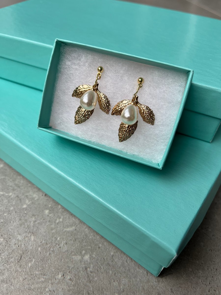 Gold plated leaf earrings