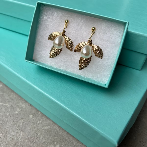 Gold plated leaf earrings