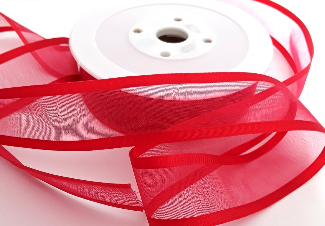 Red organza Satin Ribbon 15mm x 5 metres