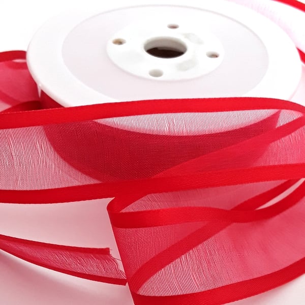 Red organza Satin Ribbon 15mm x 5 metres