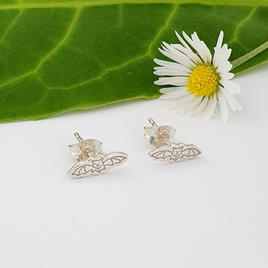 Bat Stud Earrings (Sterling Silver)
