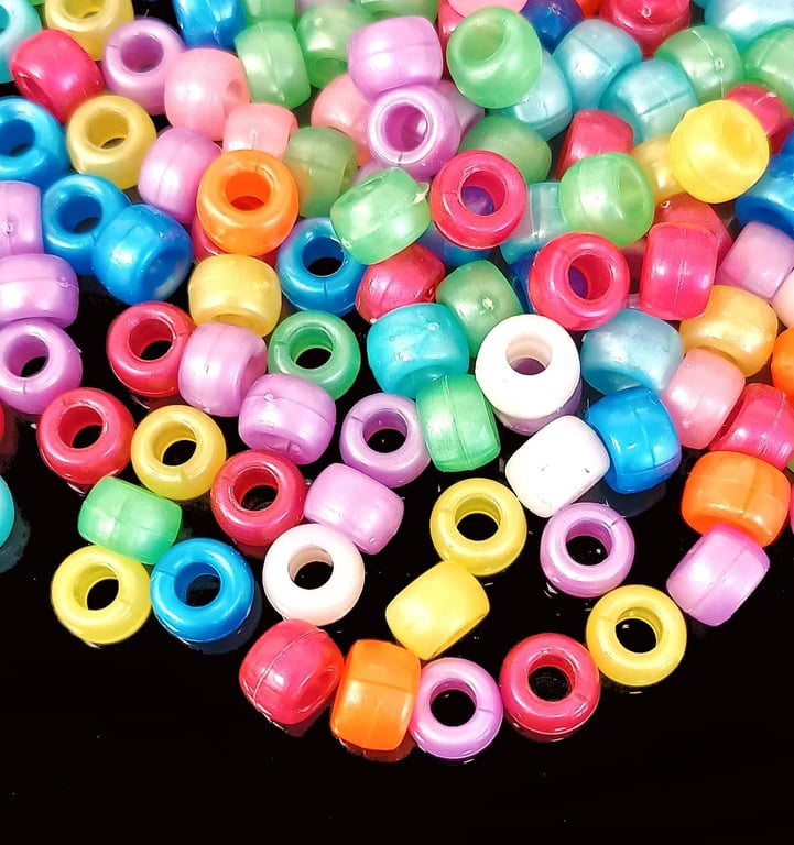 Multicoloured Pearlised Acrylic Pony Beads 9x6mm Bulk Package for DIY Jewellery 