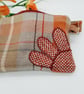 Check clutch bag with clip on handle and flower applique.  - Image 3