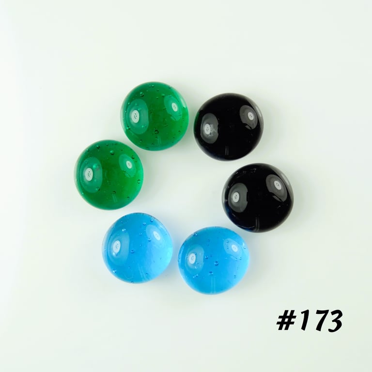 3 pairs of handcrafted fused glass round cabochons, 1cm (173)