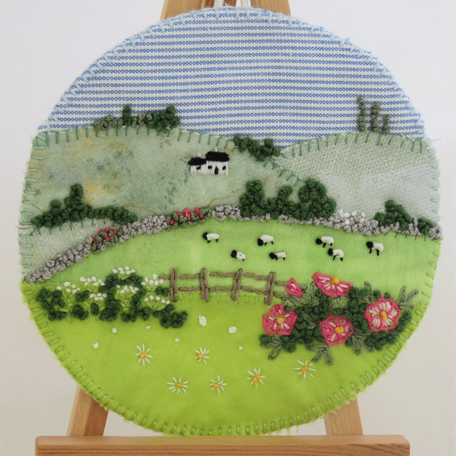 Wild Roses and Sheep Plaque