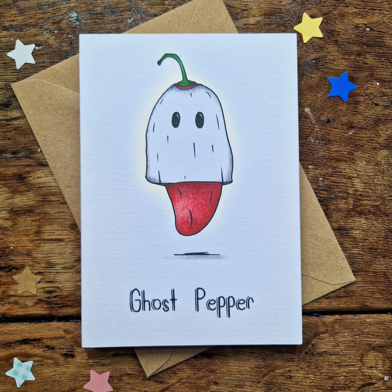 Ghost Pepper! Funny card, Halloween card, Ghost card, Spice lover, Food pun