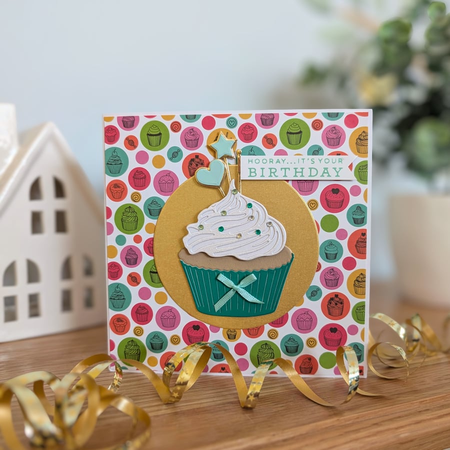Spotty Cupcake Handmade Birthday Card