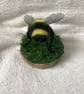 Needle Felted Bumble Bee on Log Slice