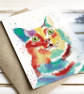Watercolour cat blank card 