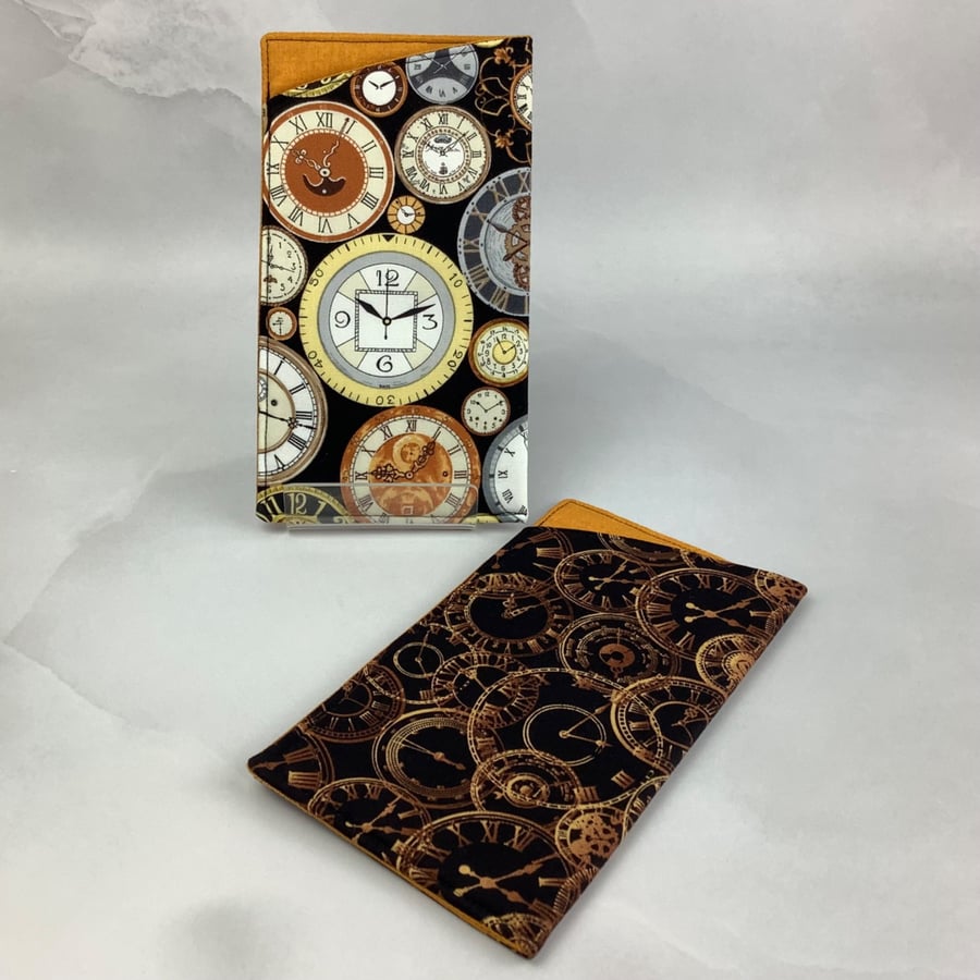 Clocks handmade phone case, Steampunk sunglasses case, Options