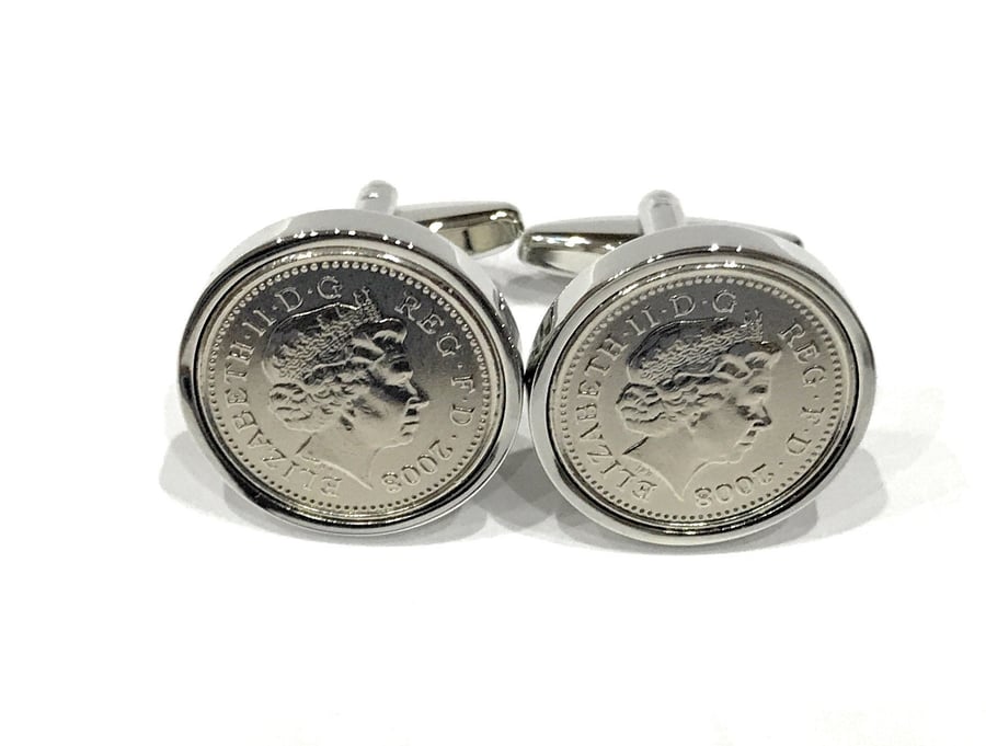 Premium 1999 Wedding Anniversary 1999 5p coin cufflinks  21st Birthday