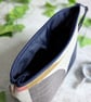 Oilcloth Make-up Bag. Geometric Print Cosmetics or Toiletries Pouch - Navy - Image 3