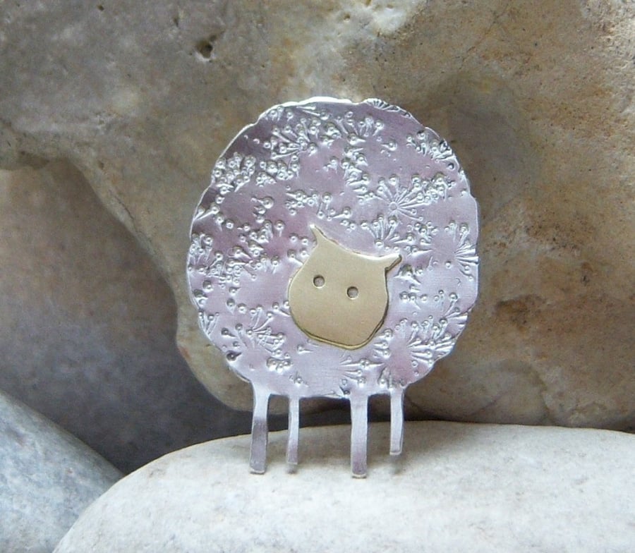 Sheep brooch in sterling silver