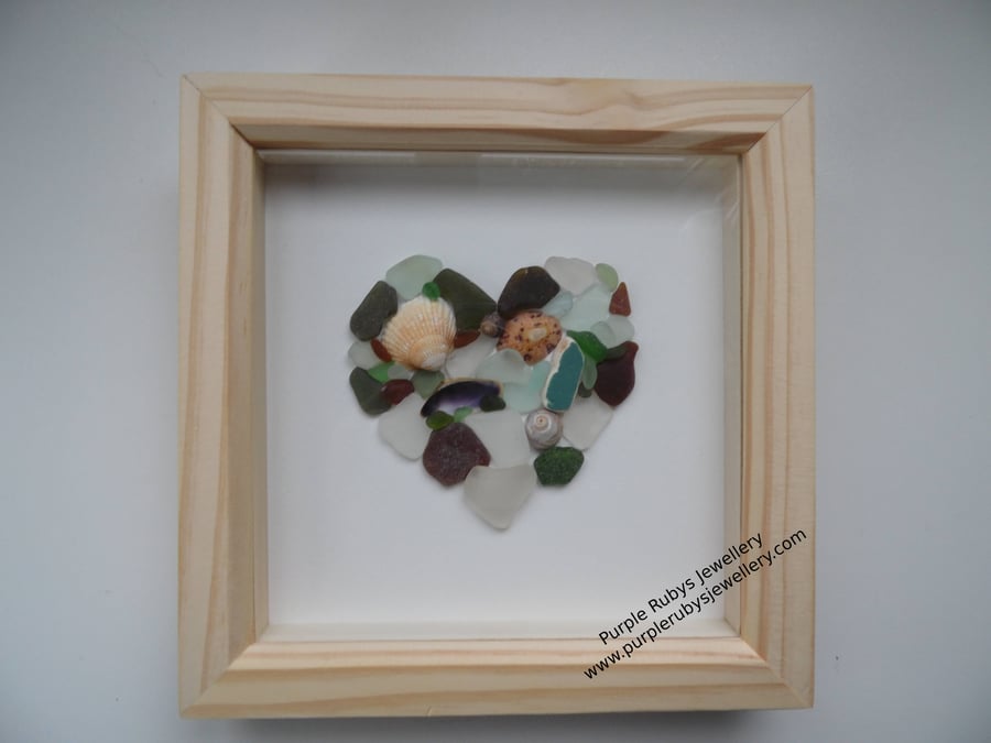 Heart of Cornwall Sea Glass, Sea Shells & Pottery Art P175