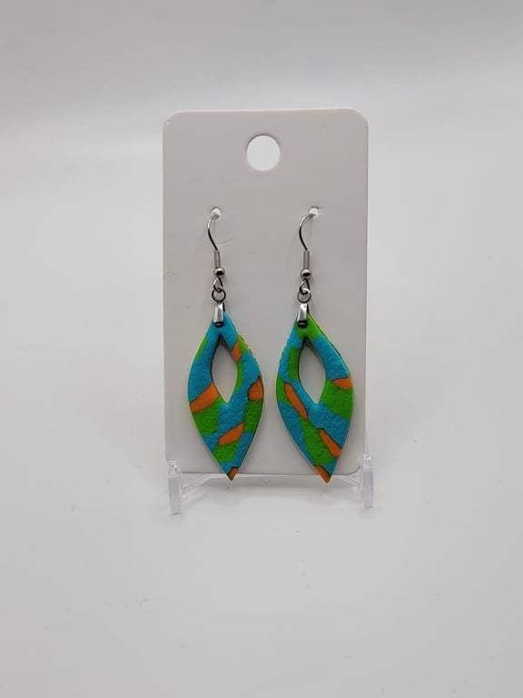 Handmade Polymer Clay Dangle Earrings, Colourful Artisan Boho Jewellery