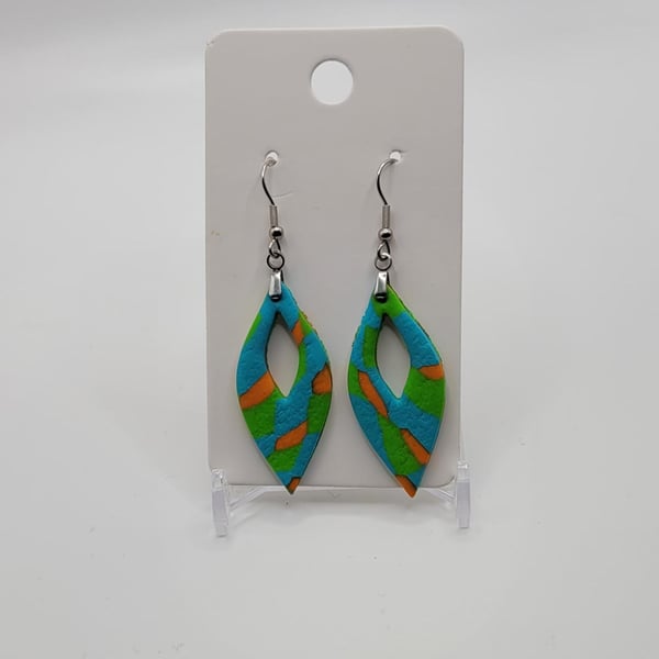 Handmade Polymer Clay Dangle Earrings, Colourful Artisan Boho Jewellery