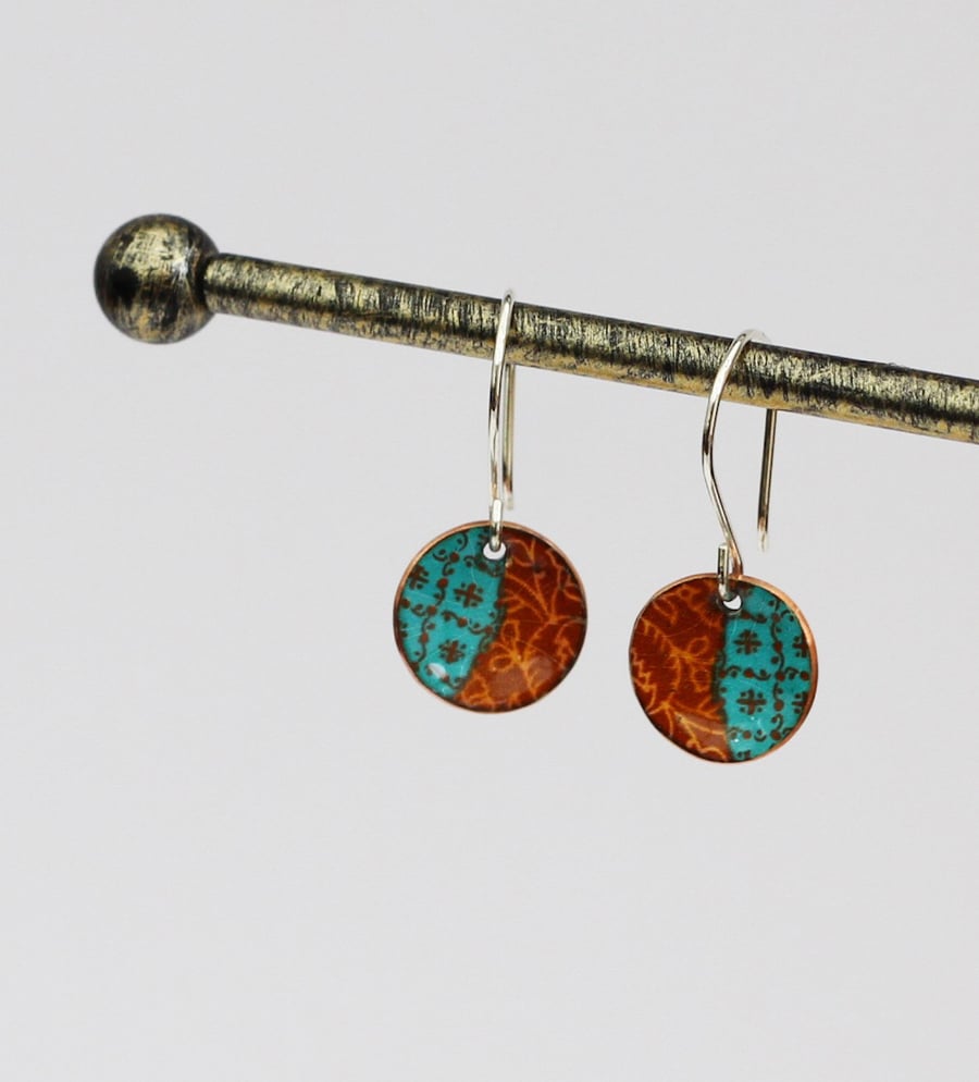 Patchwork enamel earrings