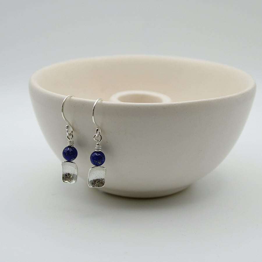Sterling Silver and Lapis Lazuli Bead Drop Earrings
