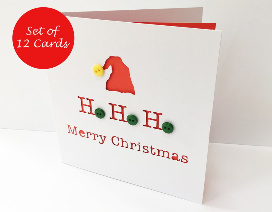 Set of 12 Christmas Cards - Christmas Card Pack - Santa