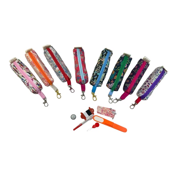 Liberty fabric Mini sewing kit, travel mending case, floral needle keychain