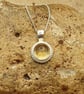 Tiny minimalist circle Citrine pendant necklace. November birthstone - Image 1