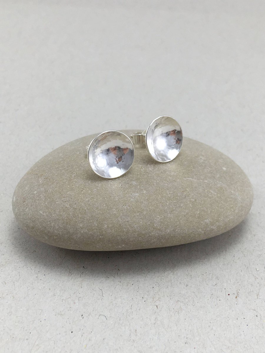 Hammered Sterling Silver Dome Stud Earrings