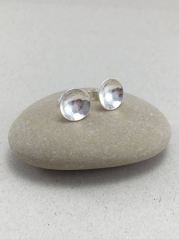 Hammered Sterling Silver Dome Stud Earrings