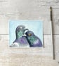 Original Pigeon Couple Painting - Mixed Media - One of a kind