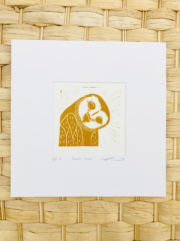 Owl Lino print, bird Lino print, owl print, bird print, British bird print 